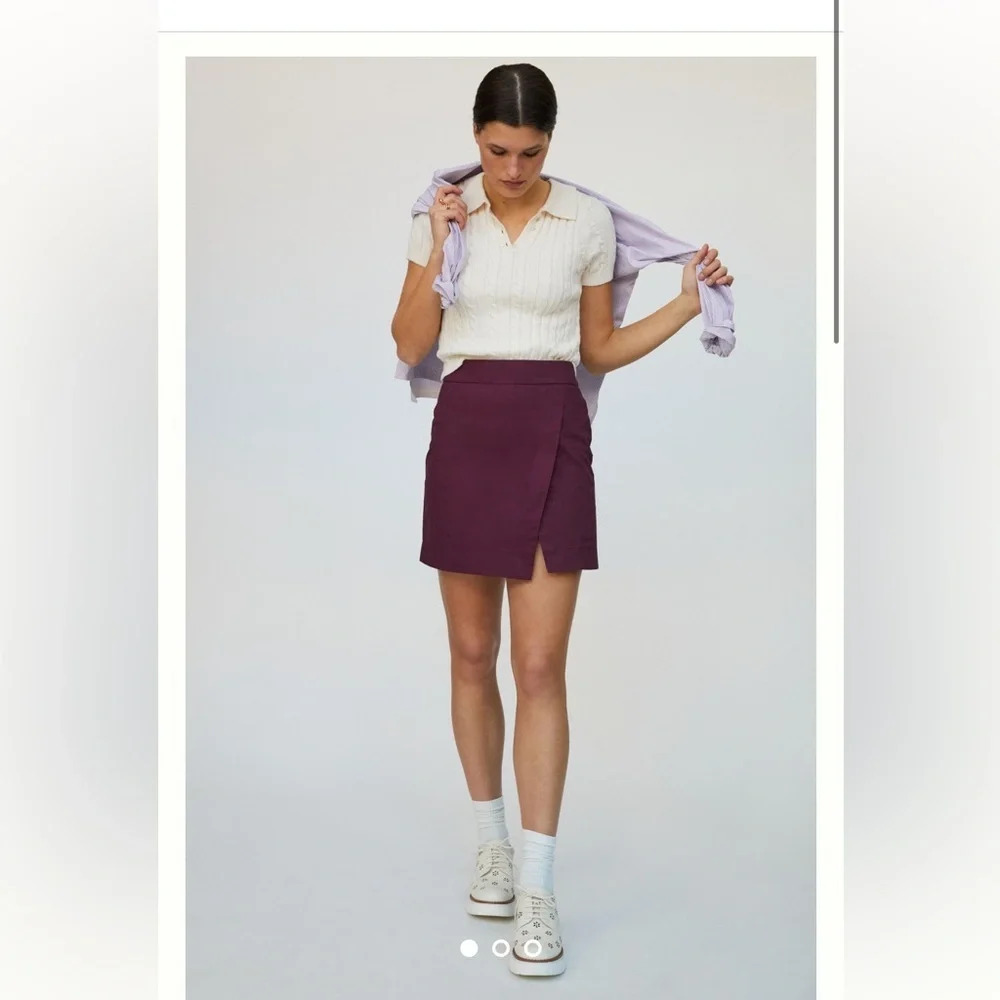 NWT raspberry (purple) Anthropologie Porridge Structured-Mini Skirt size xl